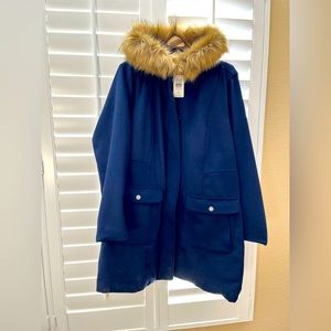 Torrid navy fur trim pea coat